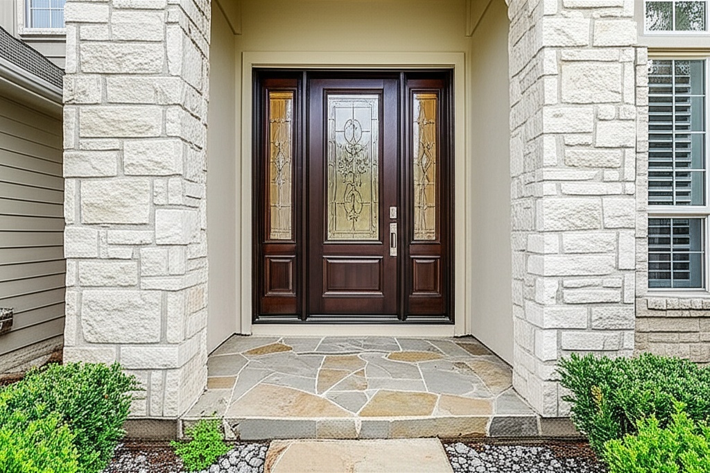 Modern entry door replacement in The Woodlands home
