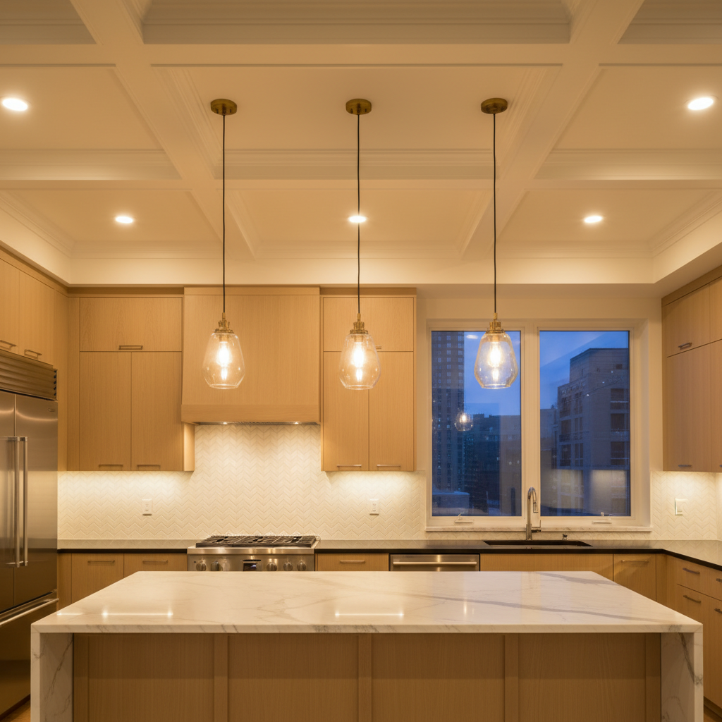 Modern kitchen lighting design The Woodlands TX