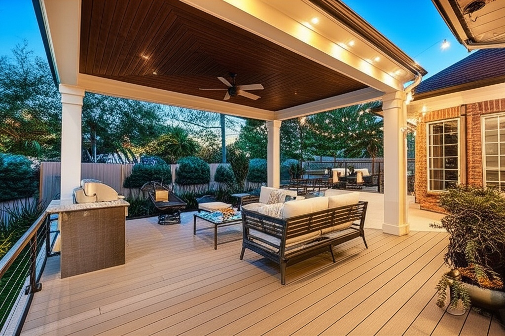 Outdoor patio deck addition The Woodlands