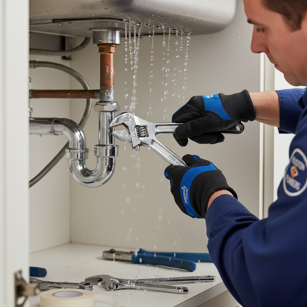 Professional Plumber Fixing Pipe Leak